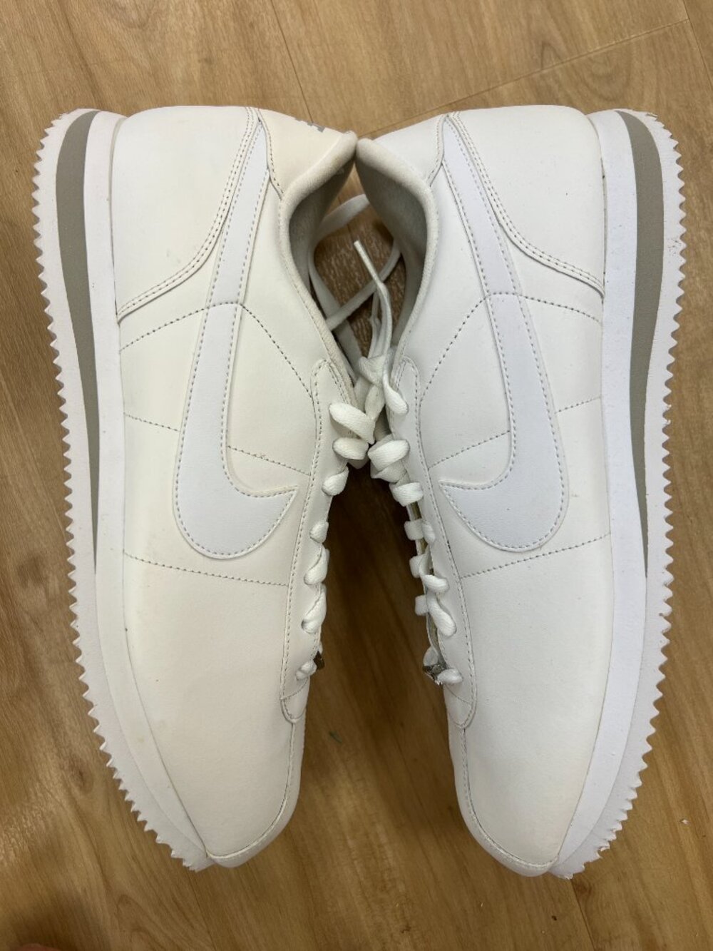 Nike Cortez Basic Leather triple white sneakers mens US 13